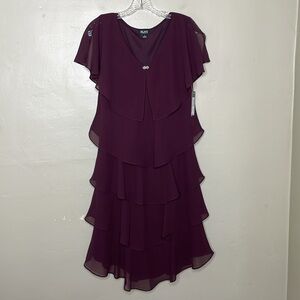 SLNY Tired Rhinestone Caplet Burgundy Dress Special Occassion NWT 8